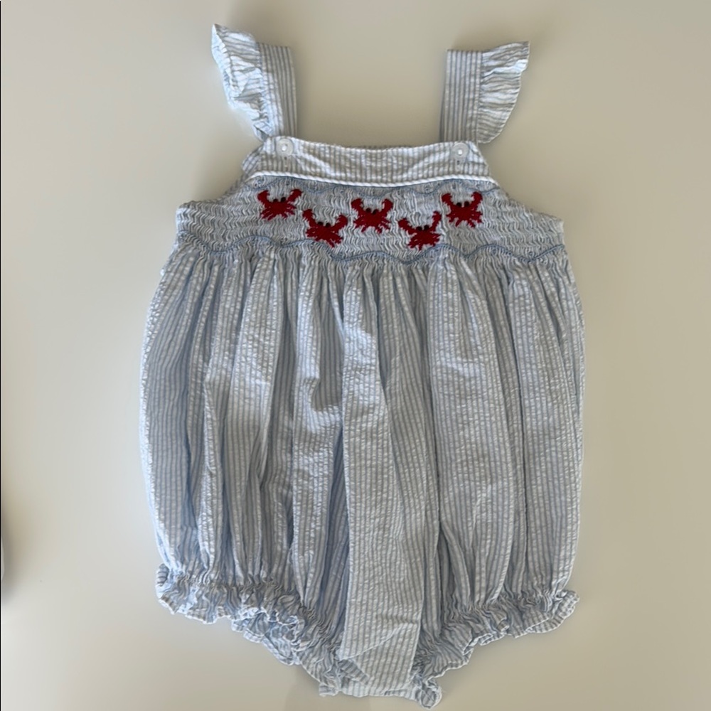 Little English Baby Romper with Red Embroidery